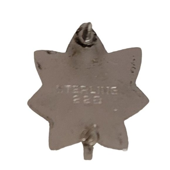 Sterling Silver Old Leaf Double Butterfly Clutch Back Military Uniform Pin E68 - Picture 4 of 7